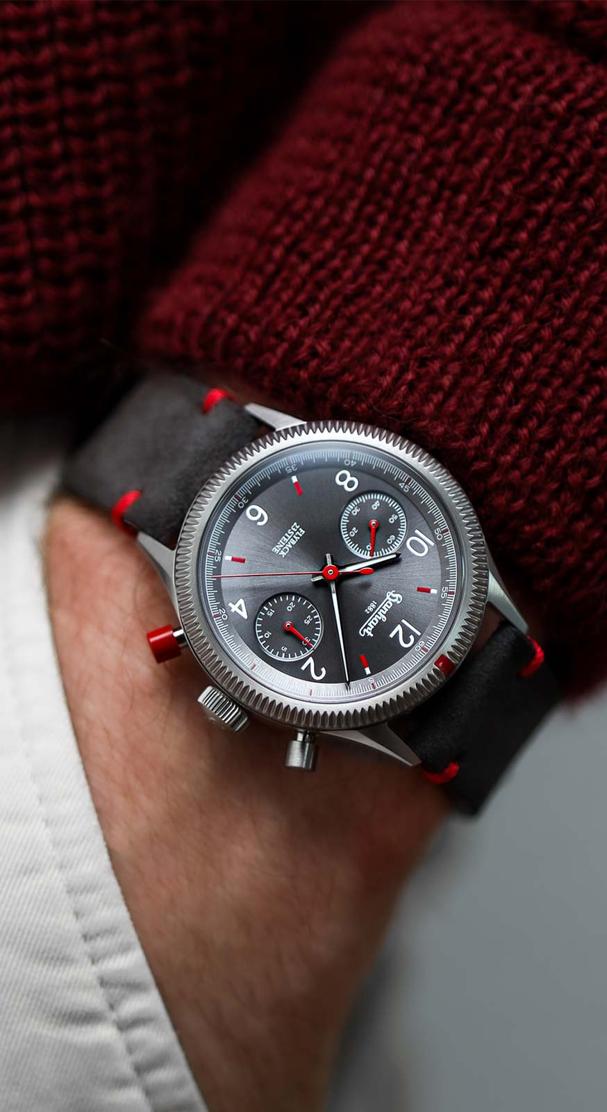 【激安】半額以下- 50%OFFの安い通販 Grey, X Red 39 Chronographs Hanhart - mm スキー